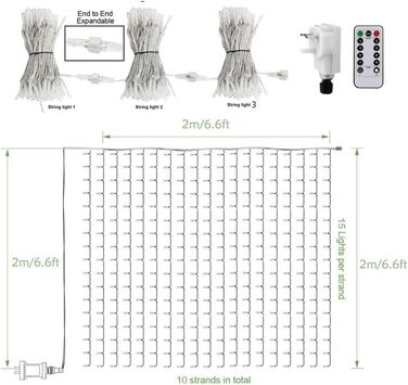 Штора CORST UV Light 2x2м, Хеллоуїн Blacklight, 8 режимів, водонепроникний