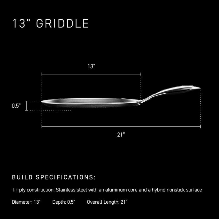 Сковорода-гриль HexClad Hybrid з нержавіючої сталі (33 см) з антипригарним покриттям, не містить PFOA, для всіх типів плит
