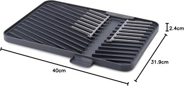 Сушарка для посуду Joseph Joseph, пластикова, регульована, складна, з піддоном для води, сіра, 30 см