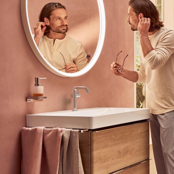 Змішувач для ванної кімнати Hansgrohe Tecturis S Fine з Push-Open та EcoSmart+ (економія води), витяжка 110 мм, хром