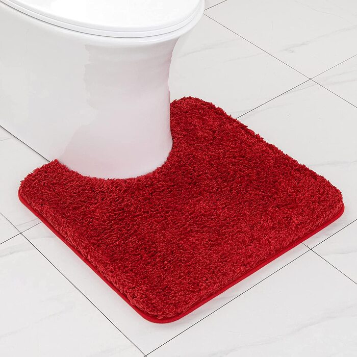 Килимок для ванної MIULEE м'який нековзний килимок для ванної килимок килимок для ванної килимок для ліжка пухнастий килим килимок для ванної килимок для душа килимок для ванної та вітальні Спальня 50x80 см (50x50 см з вирізом для унітазу, червоний)