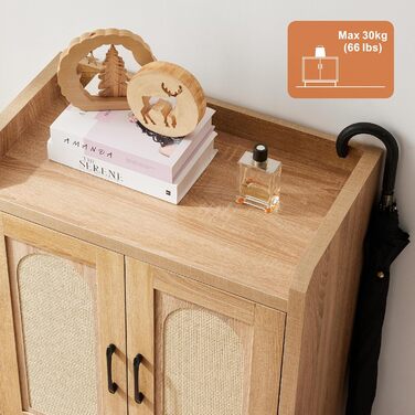 Шафа для взуття 5-ти ярусна у стилі Фармхаус з 2 дверцятами, самостійна шафа для взуття з регульованими полицями та металевими куточками для прихожого та коридору, білий (Ротен Браун, Коричневий)