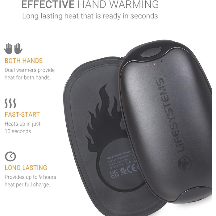 Грілки для рук LifeSystems Twin-Pack з Power Bank (2x5000mAh), USB/USB-C, 3 режими нагріву, до 9 годин