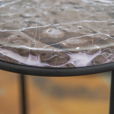 Набір з 3 металевих підставок для квітів, підставка для рослин з імітацією мармуру, табурети для квітів, тримачі для квіткових горщиків, стелажі для квітів, штабельовані табурети для квітів для горщиків, чорний+сірий