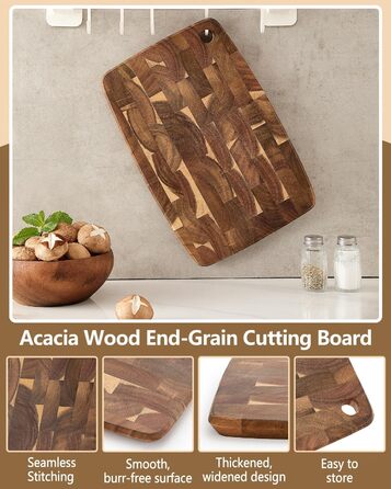 Набір дерев'яних обробних дощок XINZUO з акації (35x25x2.6 см) з антиковзаючими ніжками та соковидною канавкою