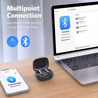 Навушники-вкладиші EarFun Air Pro 3, ANC, aptX, 6 мікрофонів, багатоточковий, акумулятор 45 год, додаток, чорний-сріблястий