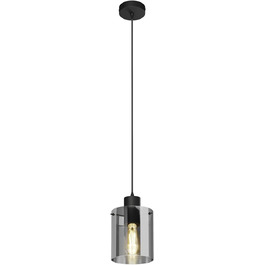 Підвісний світильник Lindby 'Kourtney (для дітей, молоді) чорного кольору, виготовлений з металу, наприклад, для вітальні та їдальні (1 полум'я, E27) - скляний підвісний світильник, обідній настільний світильник, підвісний світильник, світильник для вітальні