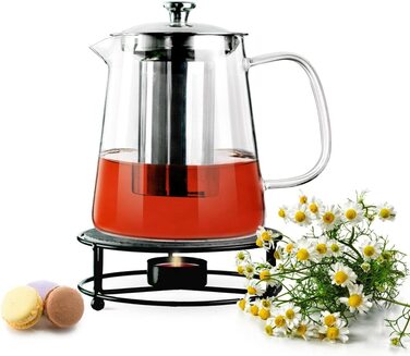 Чайник sendez об'ємом 1,2 л з ситечком з нержавіючої сталі і ручкою для заварки чаю, скляний чайник, чайний сервіз, чайник з боросилікатного скла