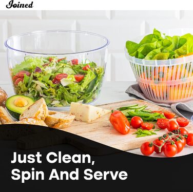 Салатниця-відцентрофуга з піддоном, миска та сито, швидка та проста у використанні, універсальна, 3.7 л
