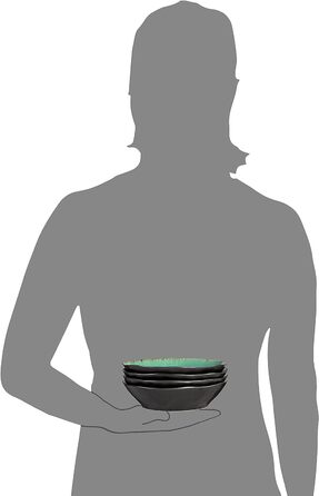 Singer Palm Beach Порцеляновий набір мисок для макаронних виробів 4шт Миска з унікальним дизайном Розширювана 1200 мл (4шт миска для супу)