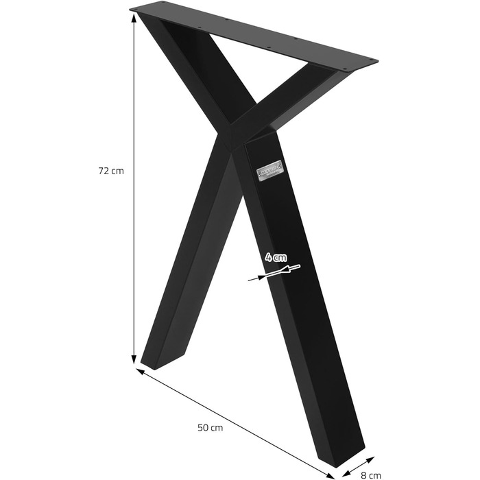 Ніжки столу 50xH72 см, Настільні напрямні X-подібної форми, сталь з порошковим покриттям, чорний, промисловий дизайн, основа для санчат для обіднього столу/письмового столу, каркас столу, металеві меблеві ніжки для проектів своїми руками, 2 шт.