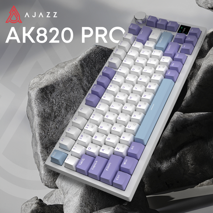 Бездротова механічна клавіатура Ajazz AK820 PRO 75% Flying Fish Switch White RGB (AK820PRO-FF-PWB)