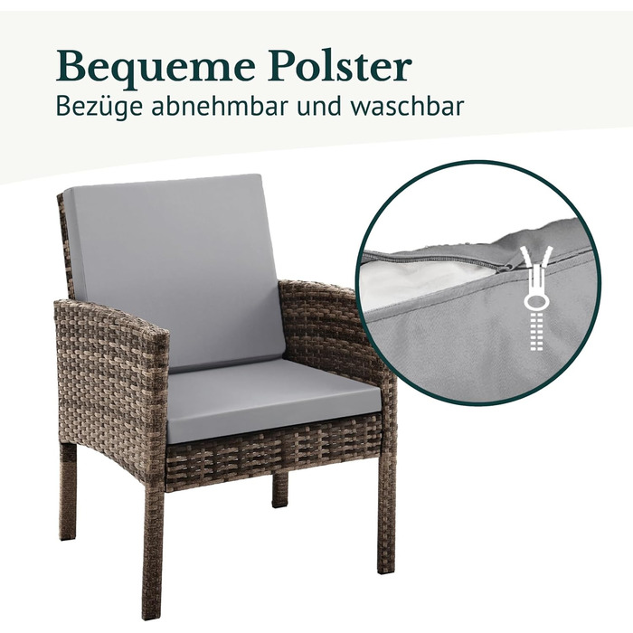 Садовий набір меблів SVITA Denver з поліротангу 4 предмети: 2 крісла, диван на 2 місця, стіл - коричневий