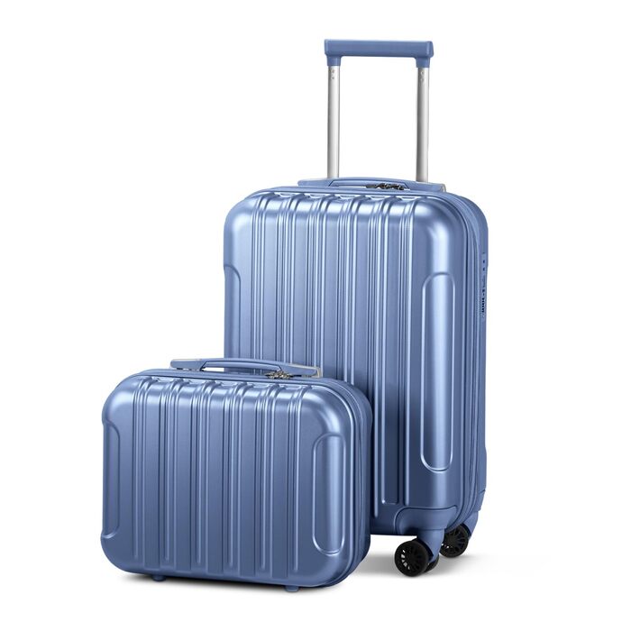 Набір валіз LALAHO 2 шт: велика та маленька, з косметичкою, ABS+PC, телескопічний ручка, ручна поклажа, градієнтний дизайн, сіро-блакитний