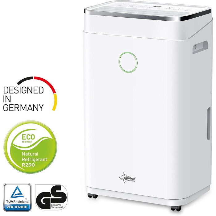 SUNTEC DryFix 20 – Електричний осушувач повітря для дому до 63 м² (20 л/день) 3-в-1: осушувач, очищувач повітря, сушарка для білизни