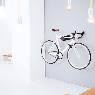 Настінне кріплення для велосипеда PARAX D-подібна стійка з індивідуальним дизайном з алюмінію і дерева, кріплення для велосипеда для шосейного велосипеда, гравійного велосипеда, туристичного велосипеда, настінне внутрішнє сховище для вітальні (L (Ширина к