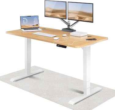 Стіл Desktronic електричний регульований по висоті 160x80см, подвійний двигун, білий/дуб