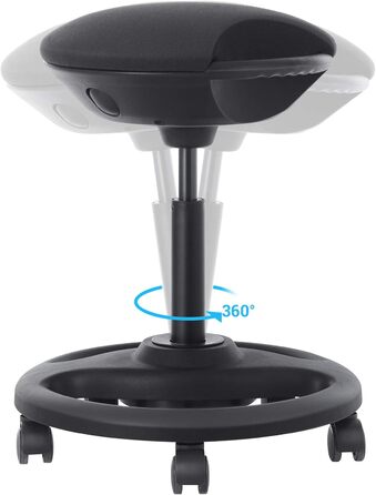 Високий робочий стілець SONGMICS з колесами, регульований, ергономічний, чорний (OSC007B01) - 59.5-81 см