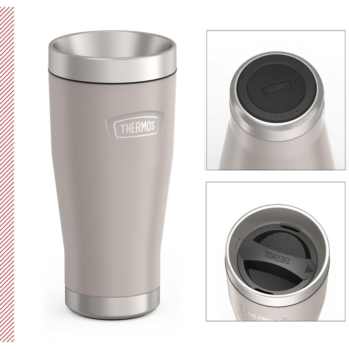 Термос ICON MUG 0,47л, бежевий/пісочний мат, термокружка 470мл, сталевий термос для кави з собою, ізоляційний термос, 7 год гаряче / 22 год холодне, придатний для миття в посудомийній машині, абсолютно герметичний, без BPA 470 мл Бежевий / Пісочний мат