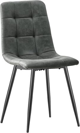 Набір обідніх стільців (6 шт), темно-сірий, з металевими ніжками, для кухні, вітальні, зони очікування. Тканинні, з м'якими сидіннями.