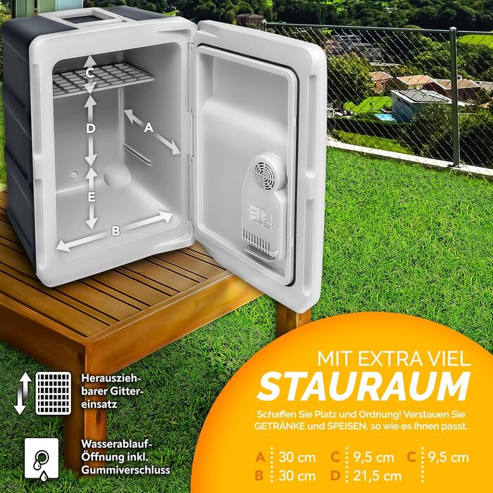 Автомобільний холодильник Tillvex електричний 40л з колесами: охолодження та підігрів, 230V/12V, ECO-режим (Сірий)