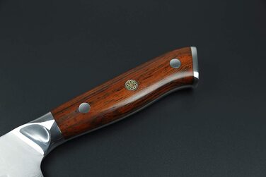 SCHNEIDWERK Santoku ніж з дамаської сталі, кухонний ніж 17.6 см, 67 шарів нержавіючої сталі, кухонний ніж з дамаської сталі, дуже гострий, DI-серія