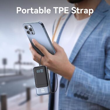 Power Bank Selore&S 65W з USB-C, 4 порти, для iPhone, Galaxy, MacBook, iPad, дронів, чорний