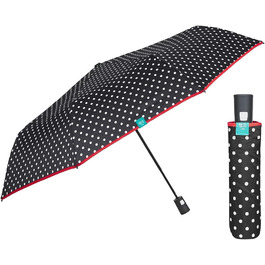 Різнобарвна парасолька автоматична для жінок з крапками - кишенькова парасолька Pocket Umbrella Compact Mini Light Windproof - Rain Umbrella Small Travel - діаметр 96 см (Black Dotted)