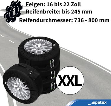 Набір сумок для рейок PETEX Premium чорного кольору, різні розміри (L, XXL)