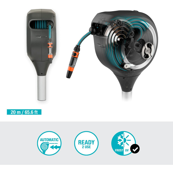 Набір для поливу Gardena RollUp M 20 м: шланг, тримач, система поливу та розпилювач. Ідеально для середніх садів.