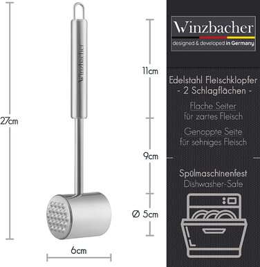 Подрібнювач м'яса Winzbacher можна мити в посудомийній машині Нержавіюча сталь 2 ударні поверхні - м'ясорубка, подрібнювач для котлет, м'ясорубка