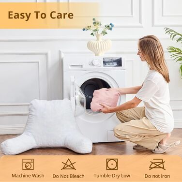 Підкуштунок Sasttie для читання з велюровою спинкою, подушка для підтримки спини для дорослих, з підлокітниками для читання на ліжку, дивані, підлозі, в гуртожитку, аксесуар для читання, персиковий, 18 дюймів, персиковий рожевий