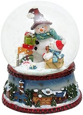 Снігова куля, сніговик в синьому шарфі, розміри В / Ш / куля приблизно 8,5 х 6,5 см / 6,5 см. 501227-Синій
