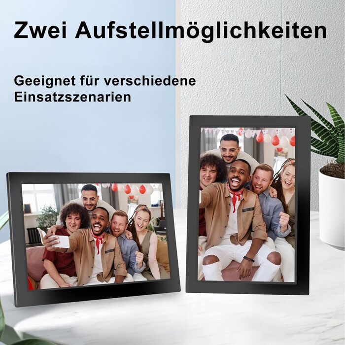 Цифровий фоторамка 10.1 дюйма WiFi з 16GB, IPS сенсорний екран, автоповорот, миттєвий обмін фото та відео через додаток Frameo (Чорний)
