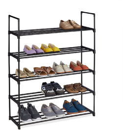 Система розеток для взуття Relaxdays, для 12 пар взуття, Висота 67 x 90,5 x 30,5 см, металева підставка для взуття, чорний 10036199348 (5 рівнів)