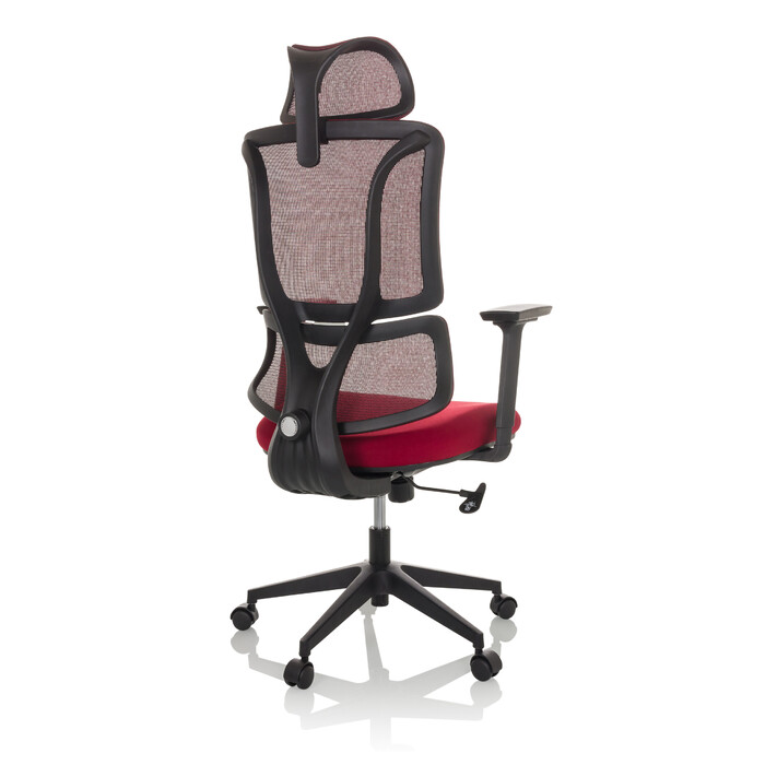 Офісний крісло / Крісло з обертанням ERGOMY, сидіння з тканини / спинка з сітчастої тканини, червоний колір, mybuero