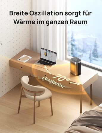 Електричний обігрівач Dreo з термостатом, 1500W, керамічний, тихий, з осциляцією, ECO-режим, таймер 12 годин, захист від перегріву та перекидання, срібний