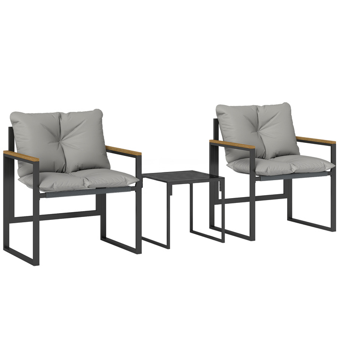 Набір для пікніку на 2 особи, 3-частинний садовий набір з металевим каркасом та товстими подушками