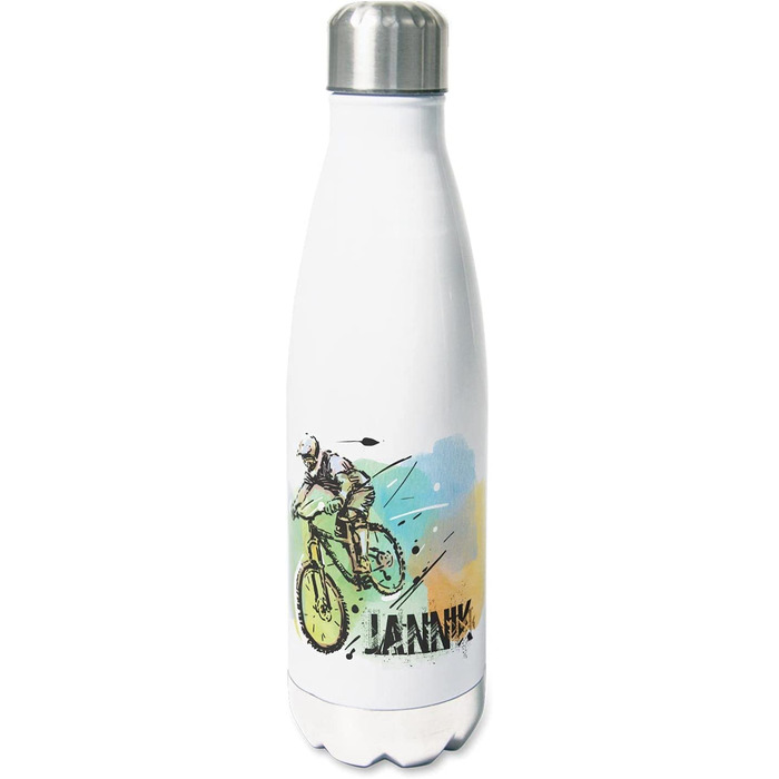 Ізольована пляшка для пиття для дітей, термос з нержавіючої сталі для школи, заняття спортом, персоналізована подарункова пляшка для води (гірський Байкер, 500 мл)