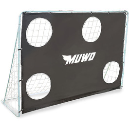 Футбольні ворота MUWO 217x153см, знімна стінка воріт, стійка до атмосферних впливів сталева рама, ідеально підходить для тренувань і товариських матчів, чорний/білий