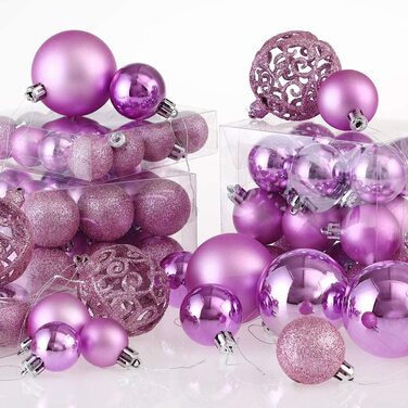 Різдвяні кулі Deuba, набір з 100 пластикових матових блискучих різдвяних прикрас, мереживні ялинкові кулі Ø 3 6 см (рожевий)