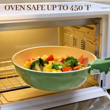 Набір каструль та сковорідок 23 частини з антипригарним покриттям, знімні ручки, для всіх типів плит, сумісний з духовкою, без PFAS, PTFE, PFOA, кремово-білий