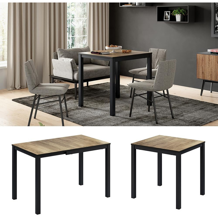 Розсувний обідній стіл Vicco Granny, 120x70 см, дуб/антрацит, 80-120x76x70 см
