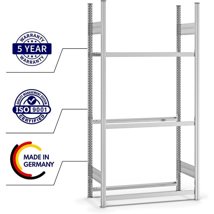 Регулятор для шин PROREGAL | Поличкова стійка | 200x100x40 см | 3 рівня | Макс. навантаження 150 кг | Оцинкована сталь | Стійка для шин у гараж