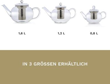 Скляний чайник із 3 частин із вбудованим ситечком об'ємом 1,6 л.