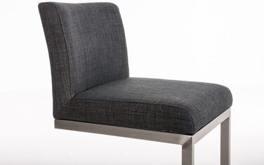 Барний стілець Paros з нержавіючої сталі, тканинне сидіння, з підлокітниками та підставкою для ніг, темно-сірий