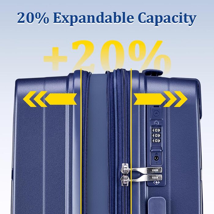 Набір валіз Joyway 4 шт. з жорстким корпусом та TSA-замком, розширюваний, синій колір
