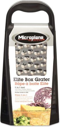 Мікроплан Еліт – терка з п'ятьма лезами, 5 поверхонь: дрібна, груба, стрічка, ультрадрібна, стругало. Чорний колір