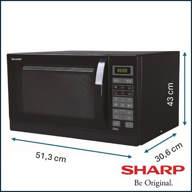 Мікрохвильова піч Sharp R742BKW 2-в-1 з грилем / 25 л / 900 Вт / 1000 Вт гриль / LED-дисплей / 8 автоматичних програм / Розморожування з контролем ваги / Блокування від дітей / Режим енергозбереження / Високий рівень іржі / Чорний Чорний одинарний