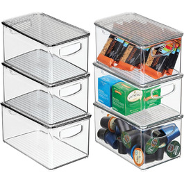 Набір з 6 ящиків для холодильника - пластик без вмісту BPA - прозорий і сірий